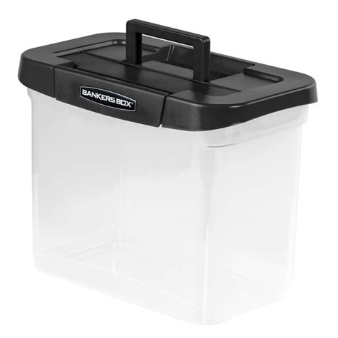 Bankers Box Clear Plastic Portable File Box with Black Lid - Walmart ...