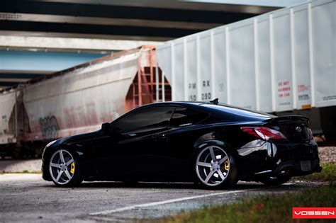 Stylish Blacked Out Hyundai Genesis Coupe on Chrome CV3R Vossen Rims ...