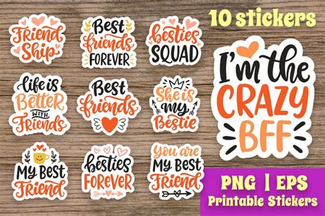 Friendship 10 Printable Sticker Bundle | Best (2224224)