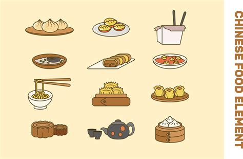 Chinese food cute vector illustration set 38882260 Vector Art at Vecteezy