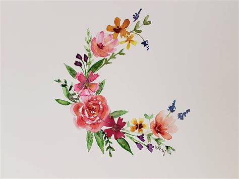 Floral Spray Watercolor Painting, Wildflower Spray, Mixed Bouquet ...