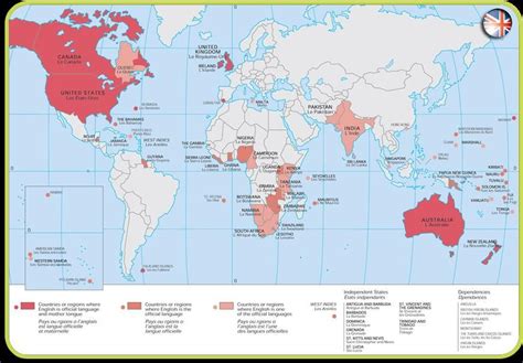 Apprendre l'anglais, Pays, Carte