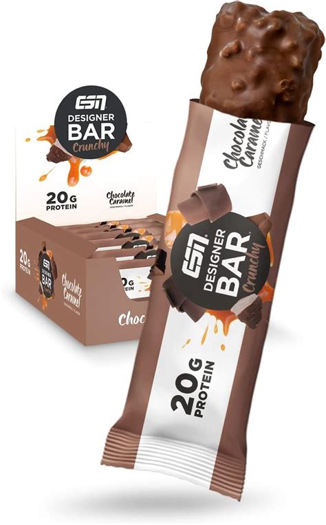 ESN Designer Bar Crunchy Box – High Protein, Lower Carb Bars with Crunchy Protein Crispies – 12x ...