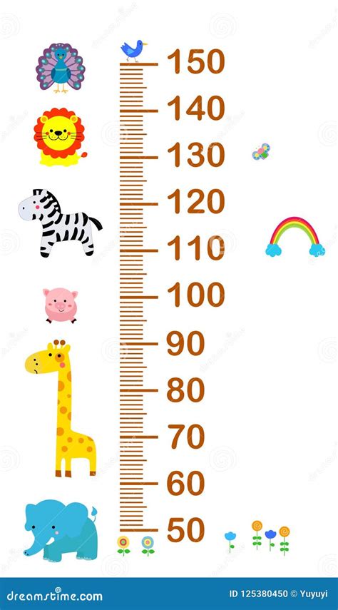 Kids Height Scale with Funny Animals Stock Vector - Illustration of ...