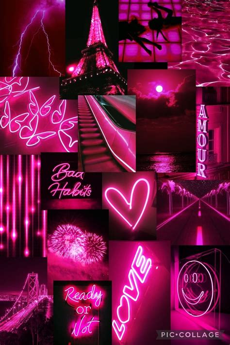 A neon pink collage for phone wallpapers Pink And Black Wallpaper, Gold ...