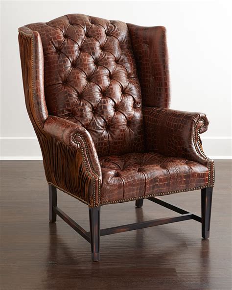 Old Hickory Tannery Aidan Tufted-Leather Wing Chair