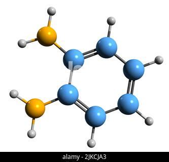 3D image of p-Phenylenediamine skeletal formula - molecular chemical ...