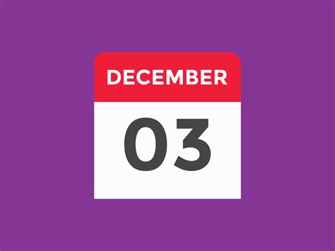 december 3 calendar reminder. 3rd december daily calendar icon template ...