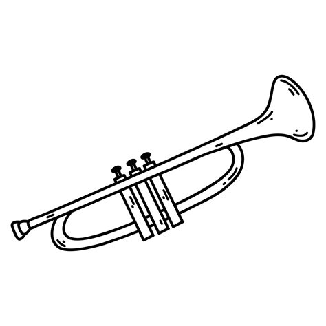 Doodle trumpet, pipe. Vector sketch illustration of musical instrument, black outline art for ...