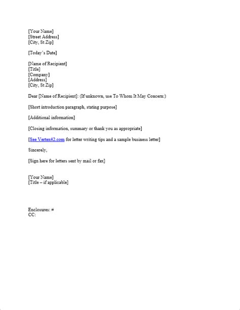 Business Letter Template Wordpad - Business Letter Format