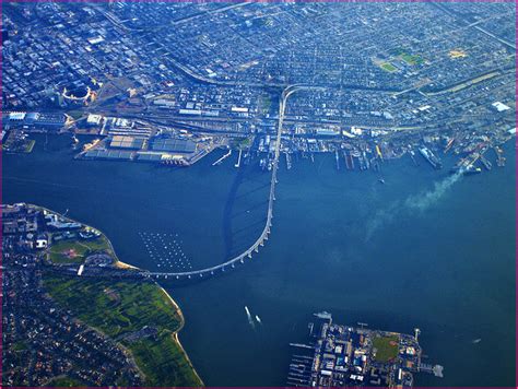 Aerial view of the Coronado Bridge : sandiego