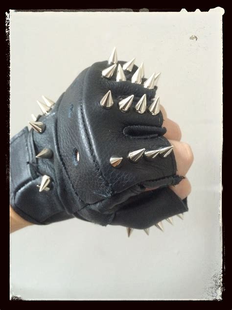 Spiked fingerless gloves by Chad Cherry from Chad Cherry Clothing ...