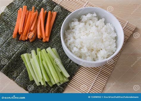 Sushi Ingredients stock photo. Image of countertop, bowl - 12498952