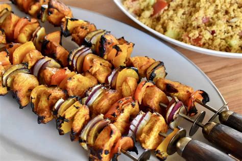 Grilled Chicken Kabob Skewers | Turmeric Garlic - This Delicious House