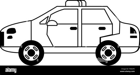 Police car vehicle isolated black and white Stock Vector Image & Art ...