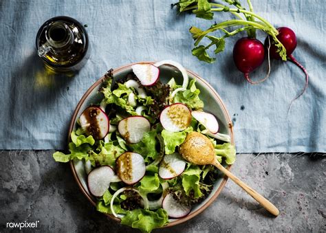 Download premium image of Closeup of salad bowl with dressing 104691 | Salad bowls, Food, Salad