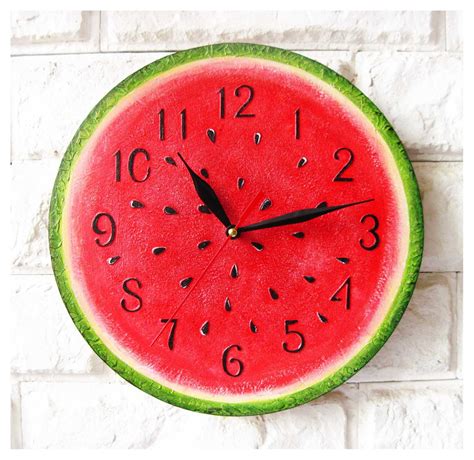 Watermelon Modern wall clock with numbers White wall clock | Etsy