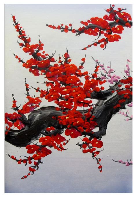 Cherry Blossom Japanese Flowers Art : Red Japanese Cherry Blossom ...