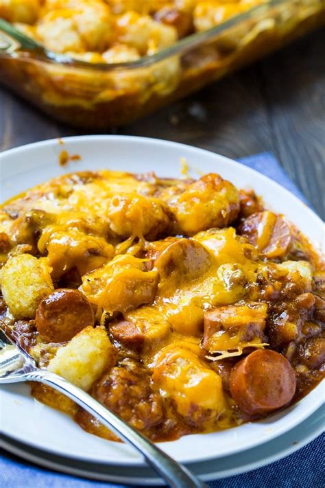 Cheesy Hot Dog Tater Tot Casserole - Spicy Southern Kitchen