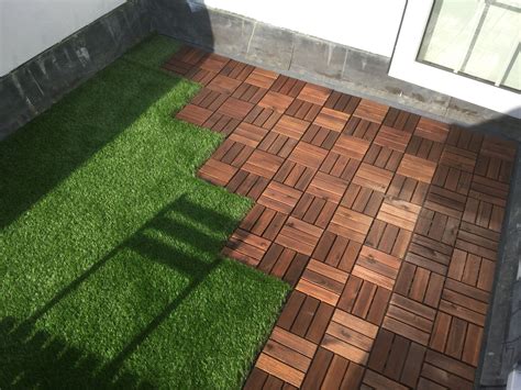 Roof terrace with ikea decking tiles and Oakham artificial grass 3 | Balcony decor, Patio ...