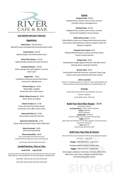 River Cafe & Bar menu in River Grove, Illinois, USA