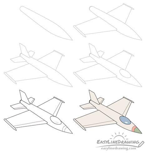 Step by Step How to Draw a Fighter Plane - Knight Whimints