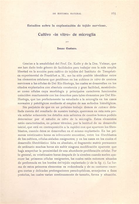 ESTUDIOS SOBRE LA EXPLANTACION DE TEJIDOS NERVIOSOS: CULTIVO "IN VITRO" DE MICROGLIA (EXTRAIDO ...