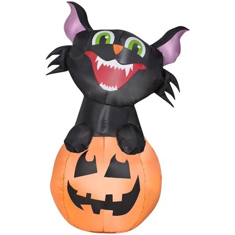 Gemmy 3.5-ft x 2.5-ft Lighted Black Cat Halloween Inflatable in the Outdoor Halloween ...