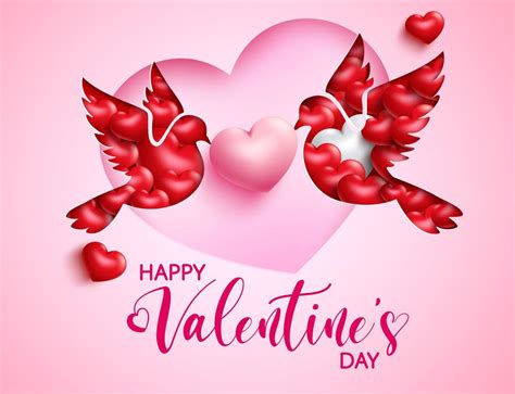 Valentine's dove vector background design. Happy valentine's day text ...