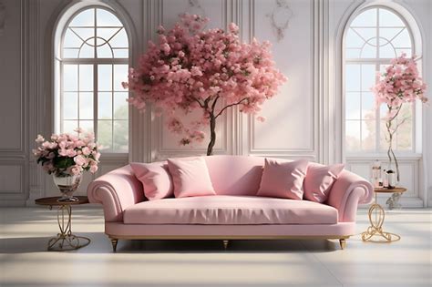 Premium AI Image | Luxury living room with bright pink rose color Empty paint wall and lounge ...