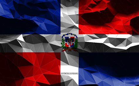 Dominican Republic flag, low poly art, North American countries, national symbols, HD wallpaper ...