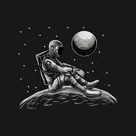 Premium Vector | Astronaut sitting relaxed at the moon illustration