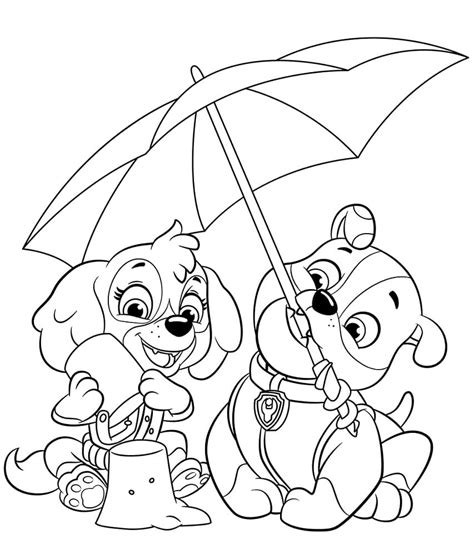 Rubble and Skye Paw Patrol coloring page - Download, Print or Color ...