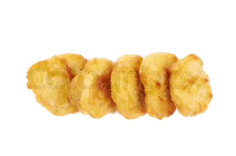 Breaded chicken nugget composition isolated | Stock image | Colourbox