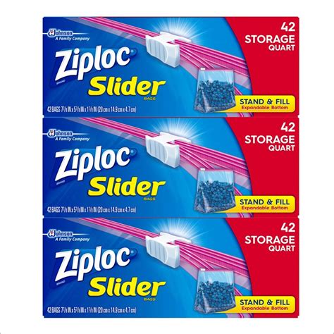 Ziploc Slider Storage Bags with New Power Shield Technology, For Food, Sandwich, Organization ...