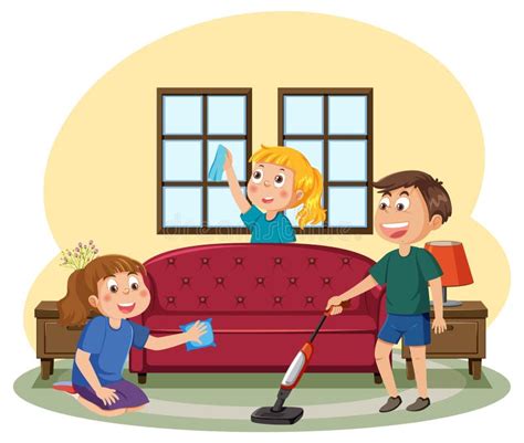 Kids Cleaning Room Together Stock Vector - Illustration of together ...