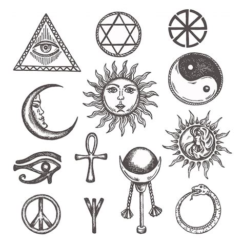 Premium Vector | Icons and symbols of white magic, occult, mystic, esoteric, masons eye of ...