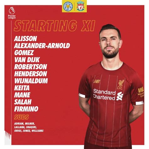 Liverpool lineup against Leicester : r/LiverpoolFC