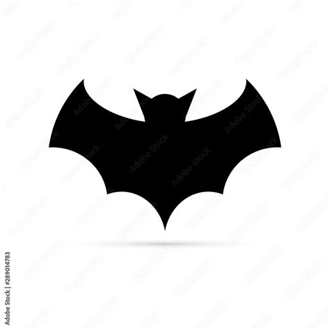 Black bat icon. Silhouette. Stencil, Halloween symbol. Flying bat ...