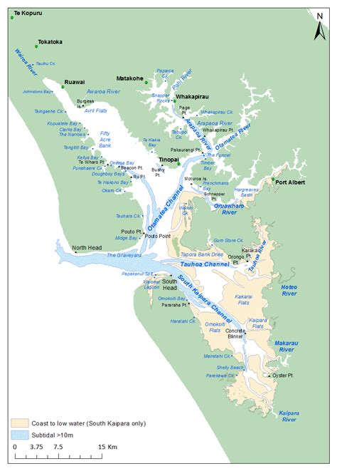 Kaipara Harbour with place names referred to in this report. | Download Scientific Diagram