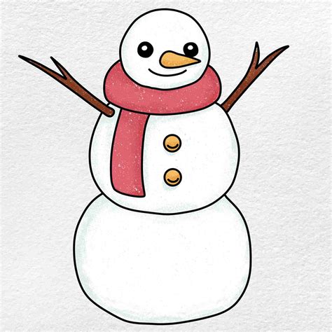 Cute Snowman Drawing - HelloArtsy