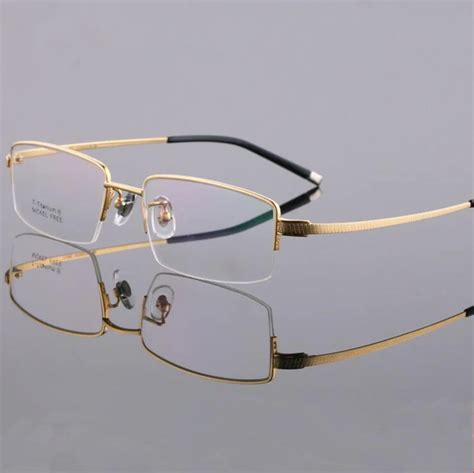 Men Pure TITANIUM Gold Half Rimless Eyeglass Frames Prescription Rx ...