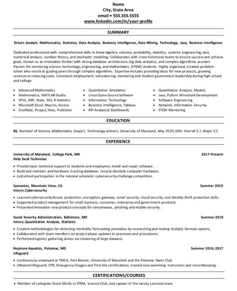 College Student/Entry Level Resume & LinkedIn Profile Examples