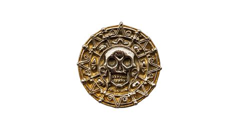 Cursed Aztec Gold Coin From Pirates Of The Caribbean Round Printed Hardboard Coaster ...