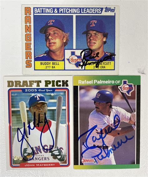 AACS Autographs: Texas Rangers Autographed Lot of (3) Baseball Cards