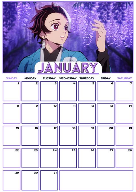 Demon Slayer Calendar Printable Manga Calendar 2023 A4, 57% OFF