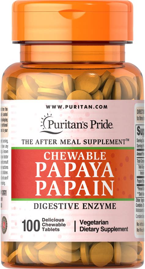 Papaya Papain 100 Chewables | Digestive Health Supplements | Puritan's Pride