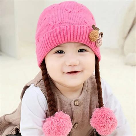 Baby Winter Hat For Girls Ball Hat Kids Warm Knitted Hat Newborn Beanie Cap Fashion Cute Infant ...