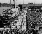 This photograph was taken at the launch of this ship on Memorial Day, 1944.
