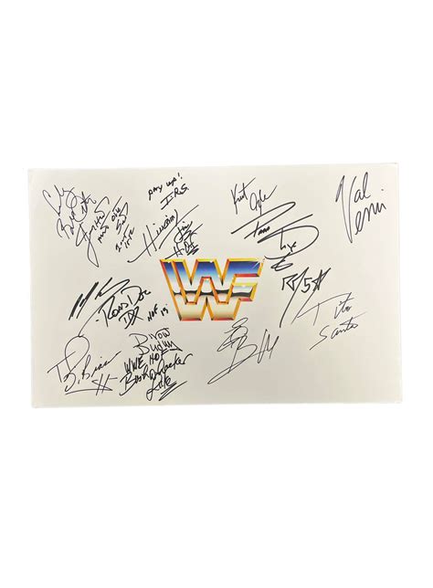 Legends of Wrestling Autographed 11x17 WWF / WWE Retro Logo 15 Superst – Icon Autographs